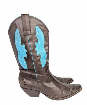 BCBGirls Brown & turquoise leather studded western cowgirl boot womens 12